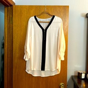 Cream Zipper Dress Shirt